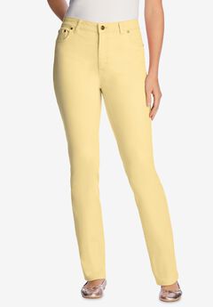 Womens Plus-Size Straight-Leg Stretch Denim Five-Pocket Jeans
