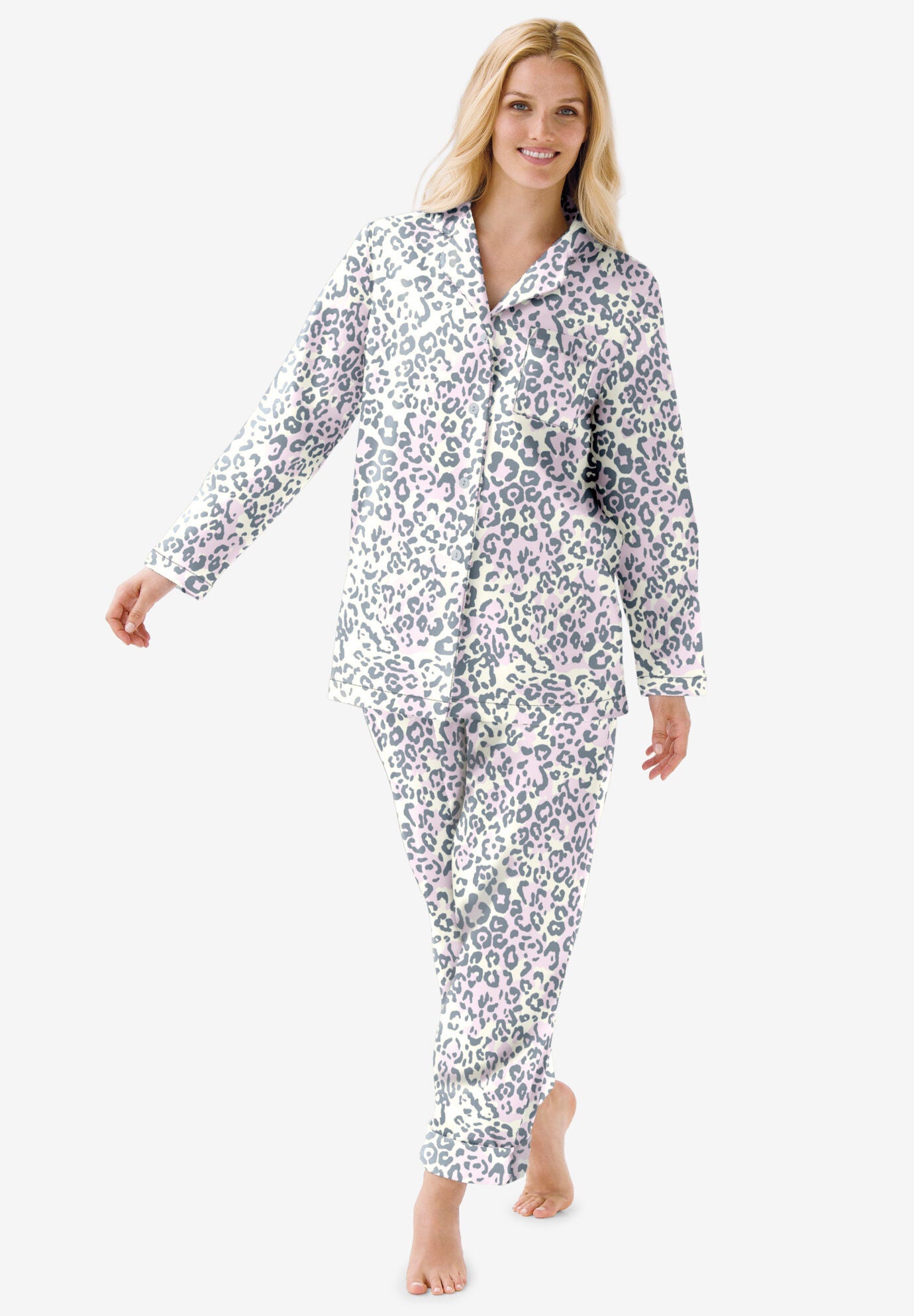 Woman within flannel pajamas clearance