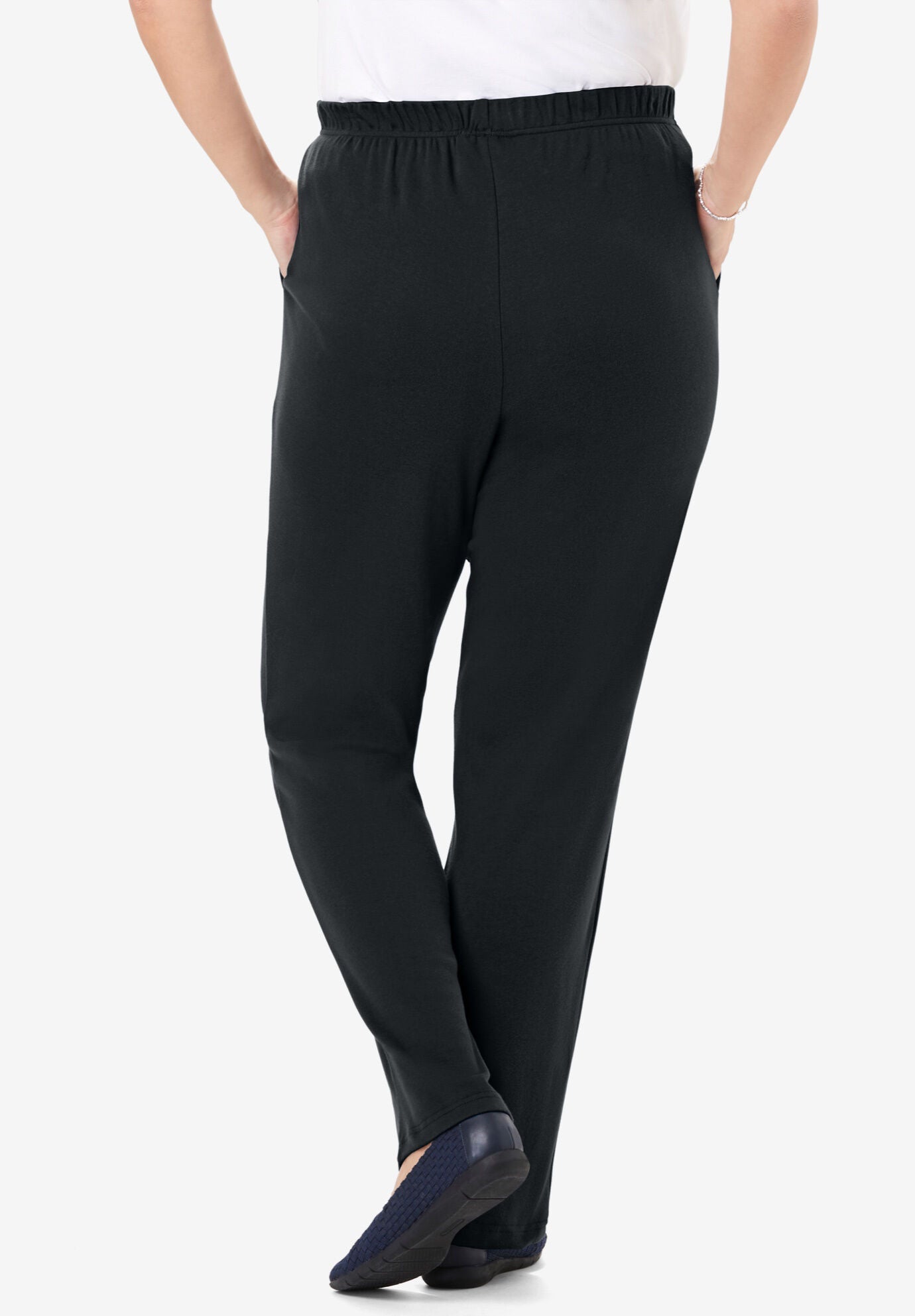 Womens plus knit pants discount