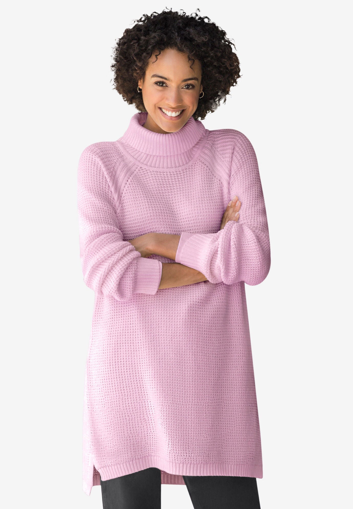 Waffle knit turtleneck sweater best sale