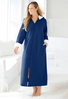 Sherpa-Lined Long Hooded Robe