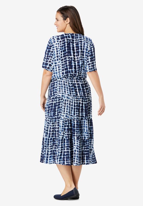 Woman Within Womens Plus Size Tie Dye Crinkle Dress