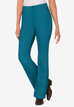 Womens Plus-Size Stretch Denim Five-Pocket Bootcut Jeans