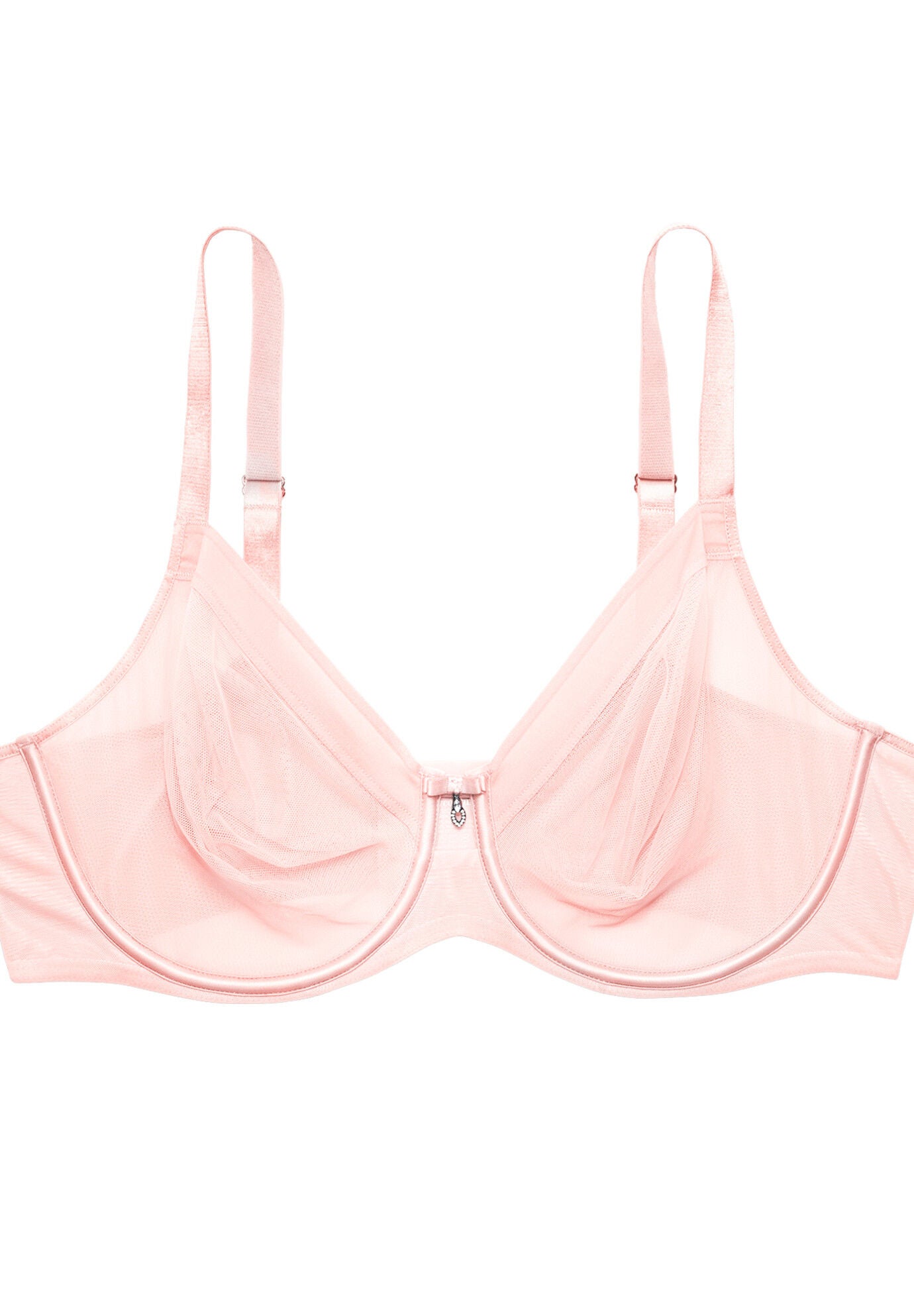 Sheer Mesh Full Coverage Unlined Underwire Bra, BLUSHING ROSE, alternate image number 4