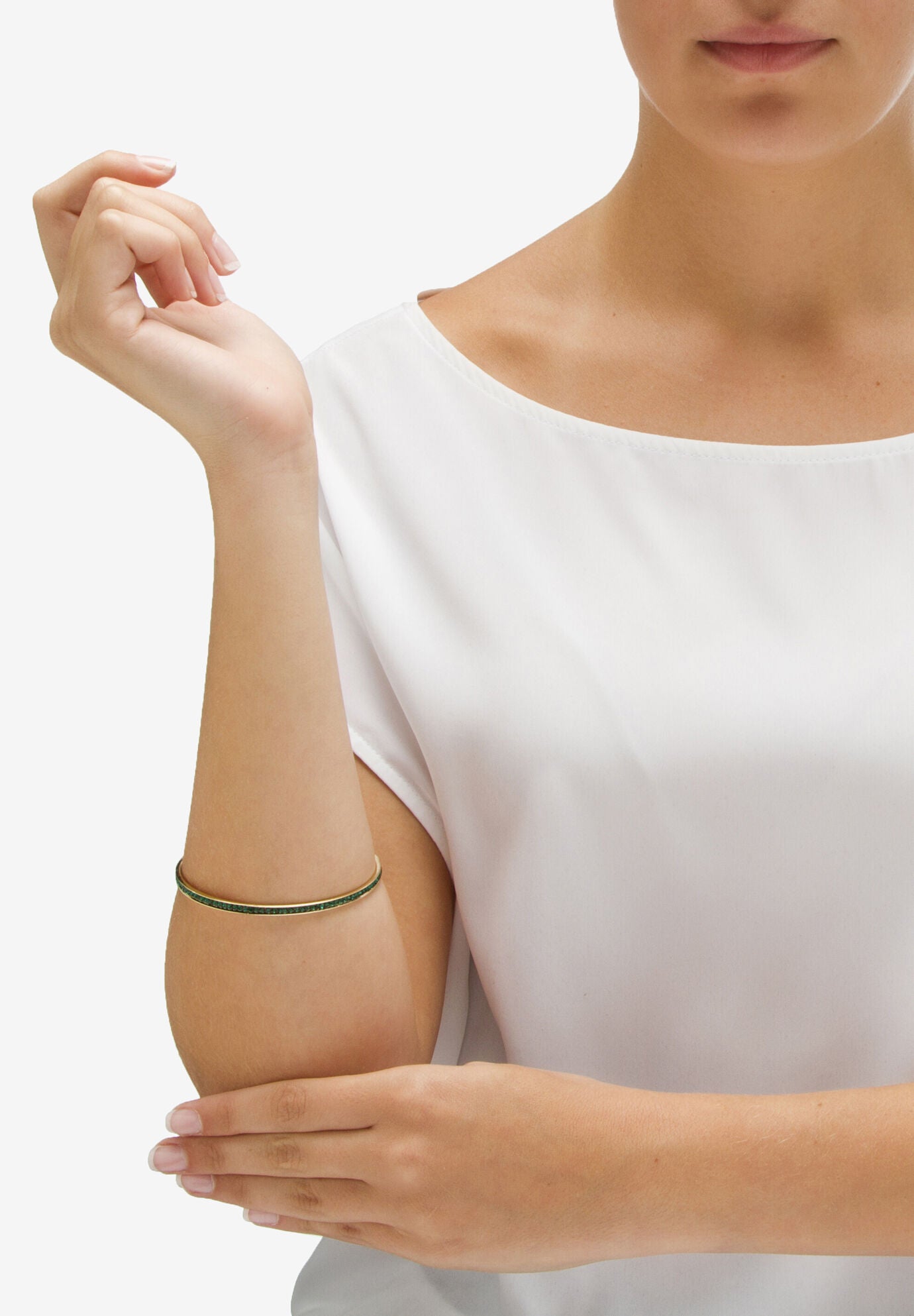 Gold Tone Stackable Eternity Bangle Bracelet Birthstones 7.5 inches, , alternate image number 2