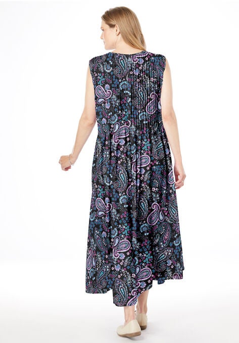 Pintucked Sleeveless Dress, , alternate image number null