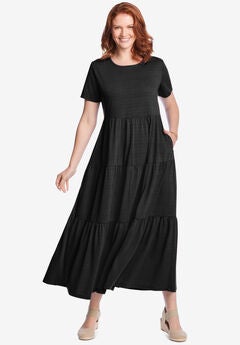 Short-Sleeve Tiered Dress