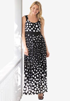 Banded-Waist Print Maxi Dress