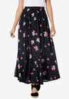 Pull-On Elastic Waist Soft Maxi Skirt, BLACK CHARMING BLOSSOM, hi-res image number null