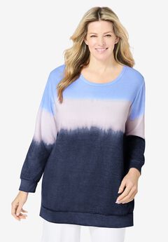 Tie-dyed knit sweatshirt tunic