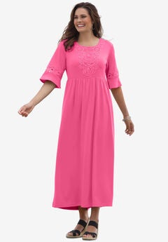 Crochet Trim Empire Knit Dress