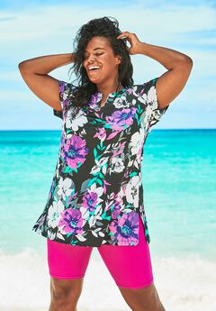 Longer Length Short-Sleeve Swim Tunic