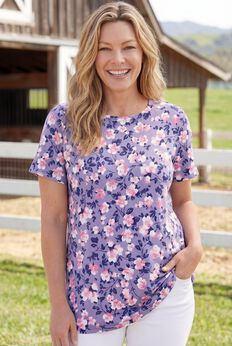 Perfect Printed Short-Sleeve Crewneck Tee