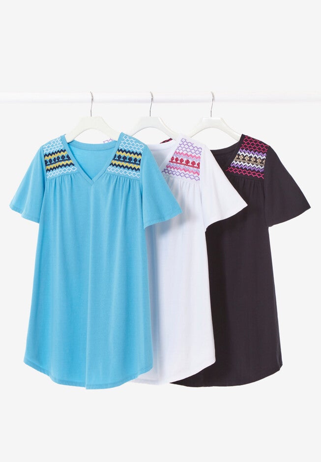 Flutter-Sleeve Embroidered Tunic, , alternate image number 1