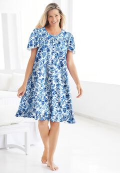 Short Floral Print Cotton Gown