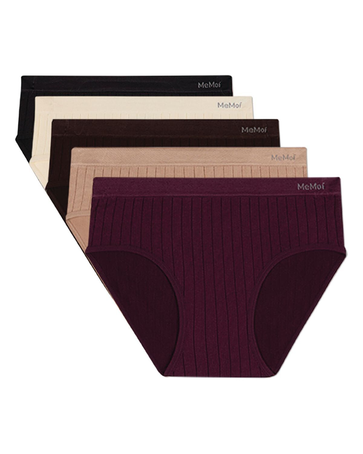 5 Pair Women's Seamless Wide-Rib Full-Coverage Tag-Free Briefs