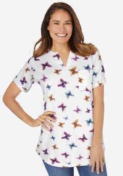 Short-Sleeve Notch-Neck Tee