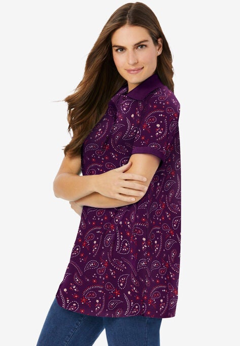 Perfect Printed Short-Sleeve Polo Shirt, , alternate image number null