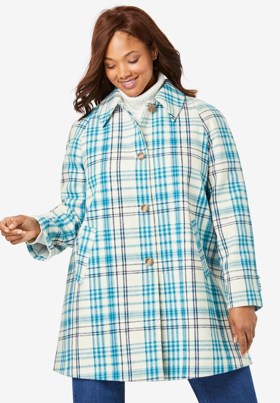 Woman Within Womens Plus Size Wool-Blend Classic A-Line Coat