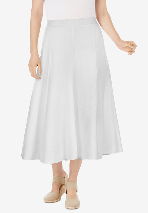 Print Linen-Blend Skirt | Woman Within