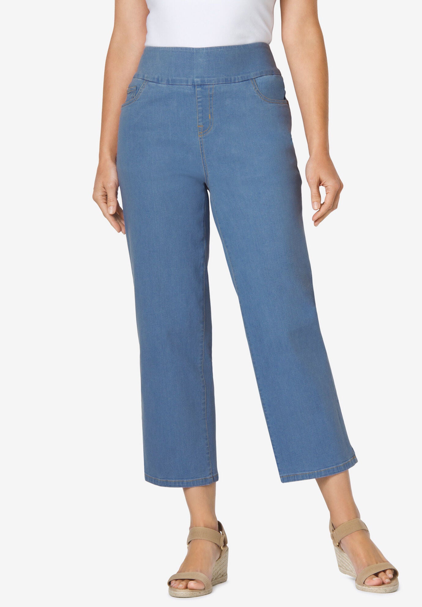 Woman within denim capris hot sale