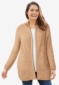 Zip Front Shaker Cardigan