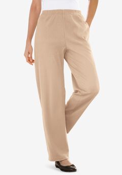 7-Day Knit Ribbed Straight-Leg Pull-On Pants