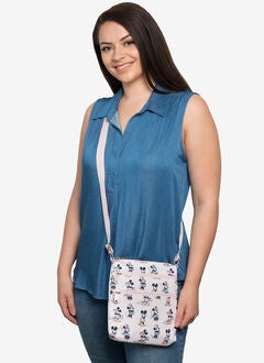 Loungefly x Disney Minnie and Mickey Mouse Passport Bag All-Over Pastel