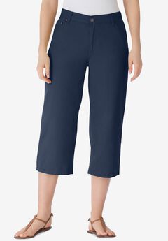 Perfect 5-Pocket Back-Elastic Denim Capri