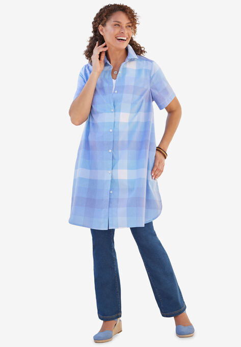 Longer-Length Button-Front Tunic, , alternate image number null