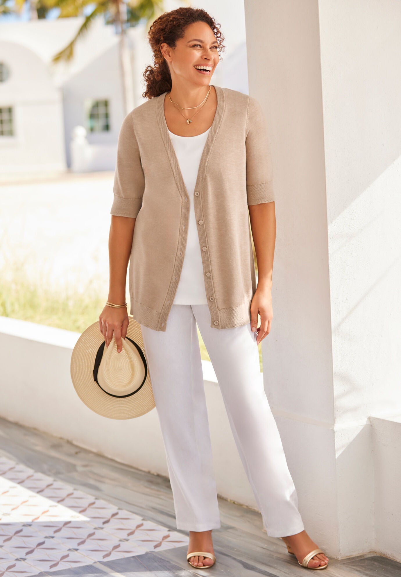 Lightweight Short Sleeve V Neck Cardigan