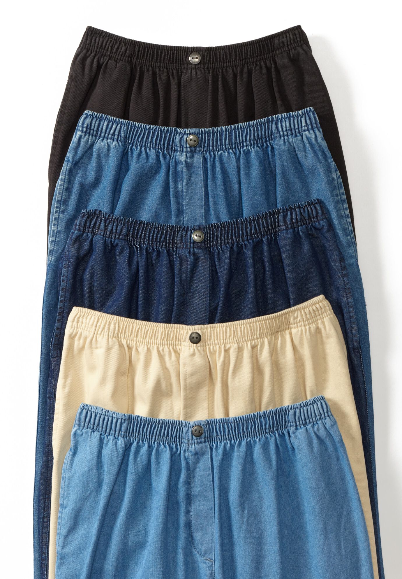 7-Day Straight-Leg Elastic-Waist Cotton Denim Pant, , alternate image number 3