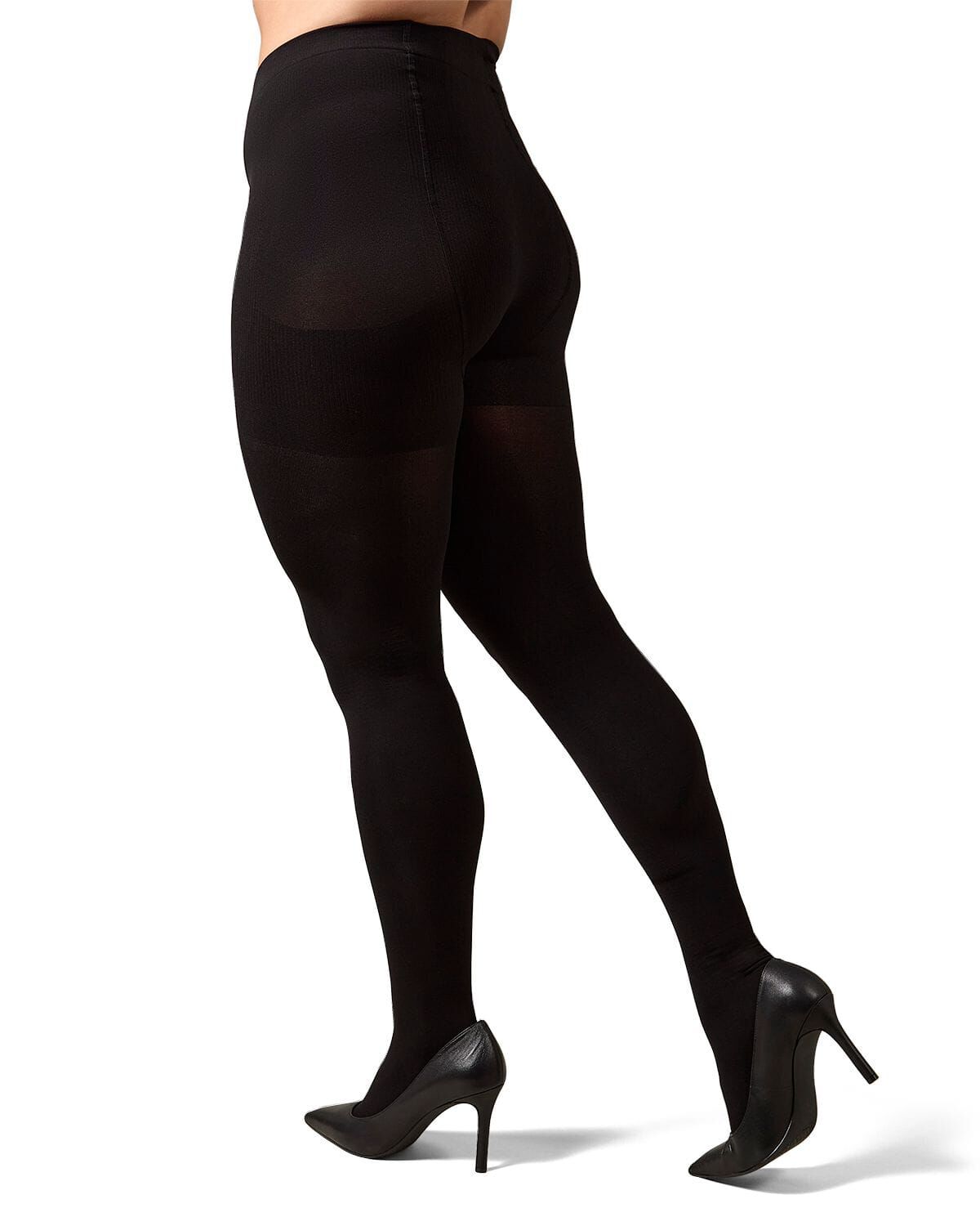 Women&#39;s FirmFit Opaque 90 Denier Control Top Tights, BLACK, alternate image number 2