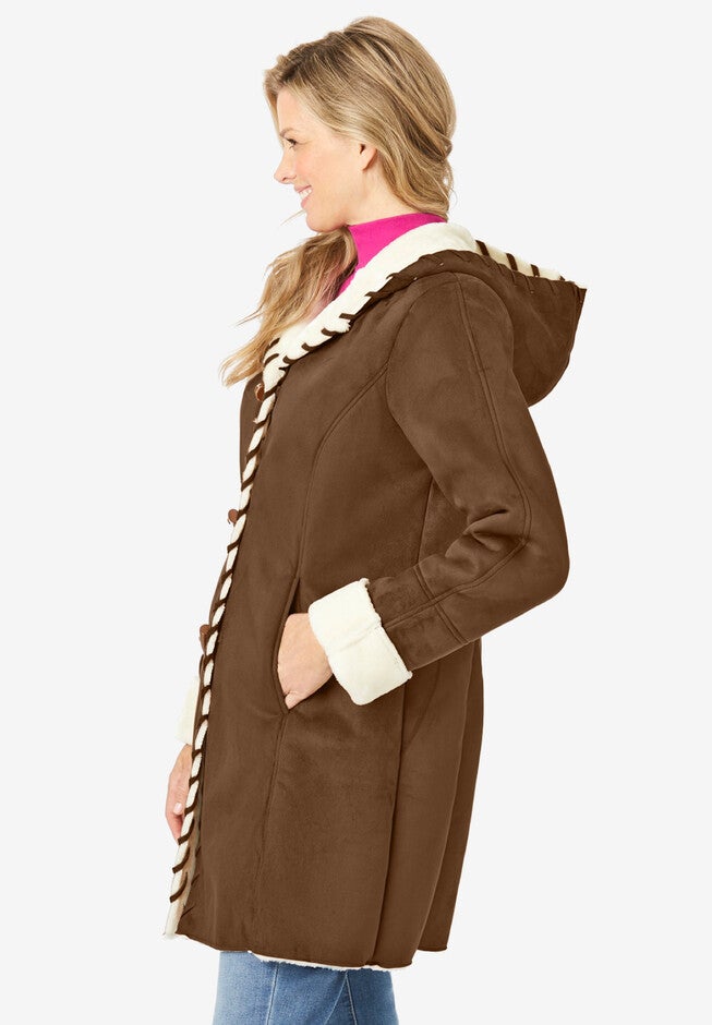 Faux-Shearling Toggle Coat, , alternate image number 2