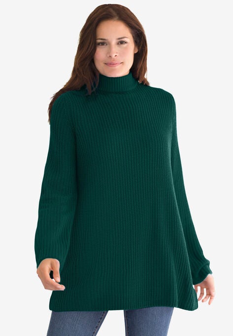 Pullover Shaker Trapeze Sweater, EMERALD GREEN, hi-res image number null
