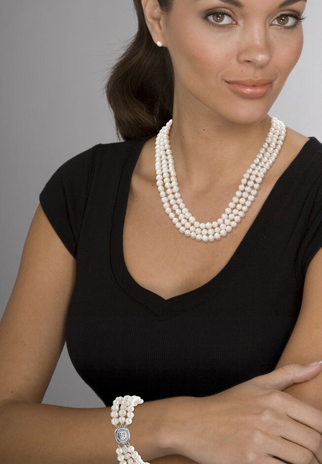 Silver Necklace, Bracelet And Earring Set, Cultured Freshwater Pearl, , alternate image number 2