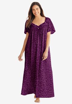 Long Silky Lace-Trim Gown