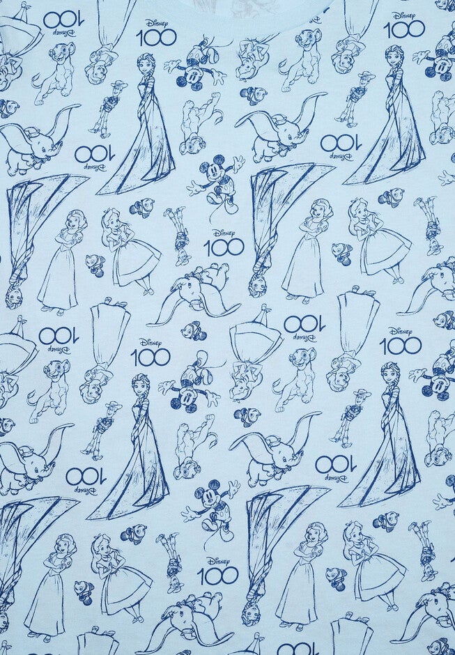 Disney 100 Characters All-Over Print T-Shirt Light Blue, , alternate image number 3