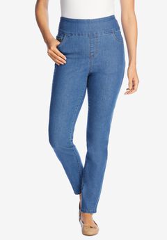 Flex-Fit Slim-Leg Pull-On Gap-Free Stretch-Denim Jeans