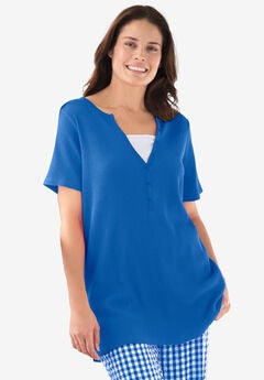 Split-Neck Henley Thermal Tee