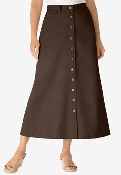 Perfect Cotton Button Front Denim Skirt