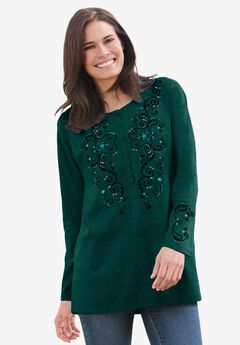 Embroidered Henley Tee