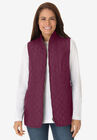 Zip-Front Quilted Vest, DEEP CLARET, hi-res image number null
