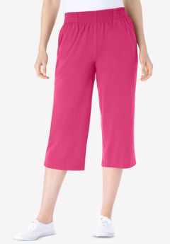 Elastic-Waist Knit Capri Pant
