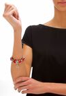 Bali Style Red Crystal Charm 8" Bracelet in Silvertone, , alternate image number null