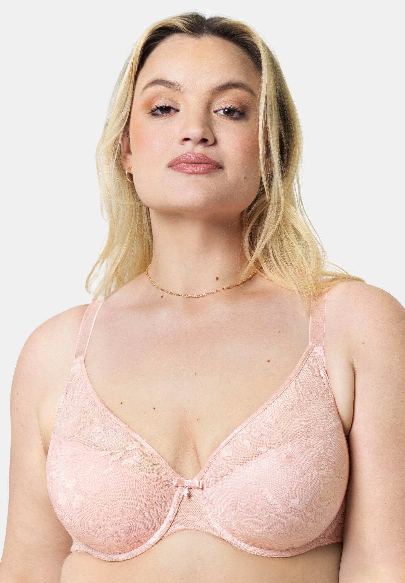 No Show Lace Plunge T-shirt Bra, BLUSHING ROSE, alternate image number 2