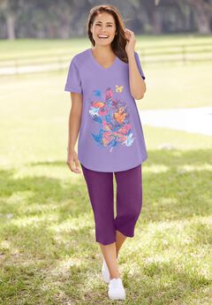 Two-Piece V-Neck Tunic & Capri Set