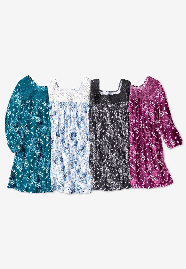 Lace Trim Three-Quarter Sleeve Tunic., , alternate image number 1