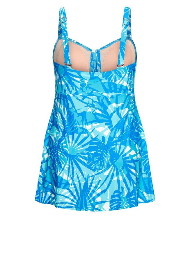 Flared Print Swim Dress, TENERIFE PALM, alternate image number null