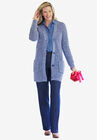 Long-Sleeve Shaker Cardigan Sweater, , alternate image number null